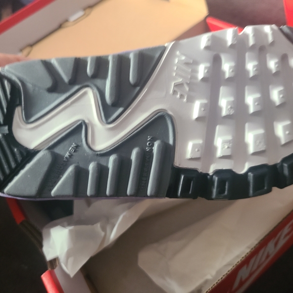 Nike Kids Air Max 90 Gray and Purple Shoes - Picture 3 of 4